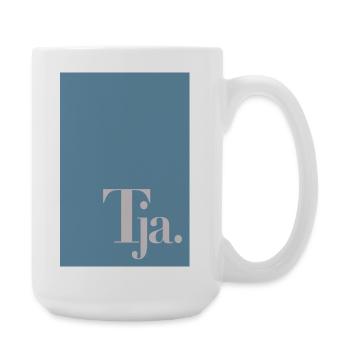 Tja - Deutscher Humor in drei Buchstaben. - Große Tasse 440 ml - Weiß - Rechts