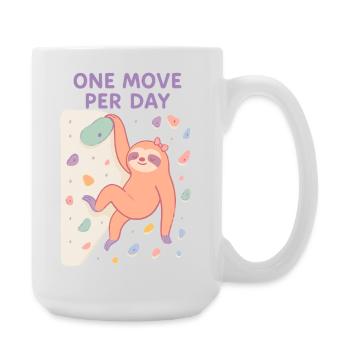 Faultier Bouldern: One Move Per Day Design - Große Tasse 440 ml - Weiß - Rechts