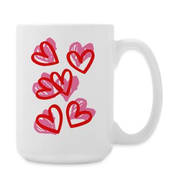 Hearts in sketch style - Large Mug 440 ml - white - Right