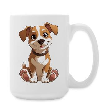 Fröhlicher Welpenfreund Cartoon - Große Tasse 440 ml - Weiß - Rechts