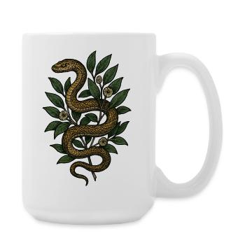 Snake in the foliage - botanical style - Large Mug 440 ml - white - Right