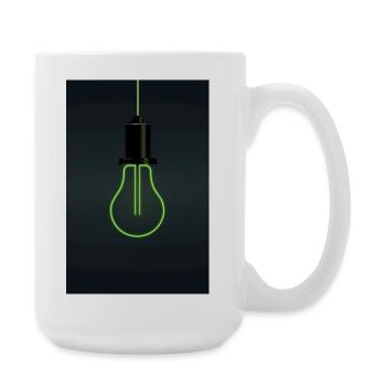 Neon Light Bulb – Minimalist Idea Design - Large Mug 440 ml - white - Right