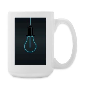 Neon Light Bulb – Electric Blue Idea - Large Mug 440 ml - white - Right