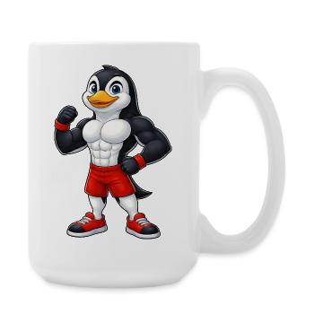 Muskel Pinguin Bodybuilder Fitness Training Bizeps - Große Tasse 440 ml - Weiß - Rechts