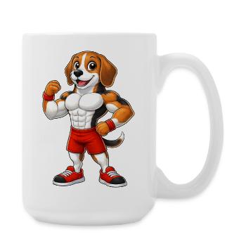 Muscles de musculation musculaire de musculation de beagle forts - Grande tasse 440 ml - blanc - Droite