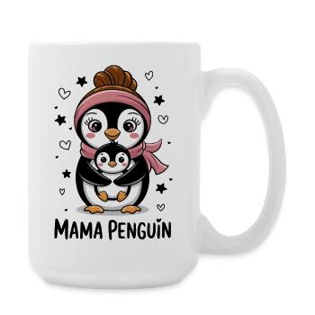  Mama Penguin Süße Pinguin Mama Mit Baby Herzchen - Große Tasse 440 ml - Weiß - Rechts