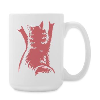 Rock Cat Back View – Devil Horns - Large Mug 440 ml - white - Right