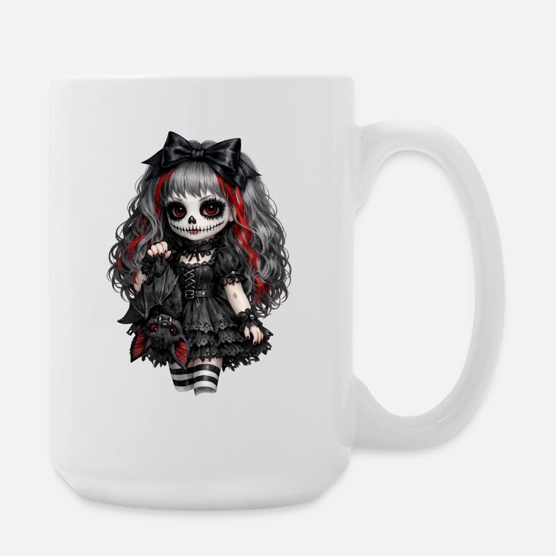 Gothic Zuckerschädel Puppe - Große Tasse 440 ml - Weiß