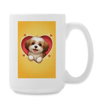 Love Dog Puppy in Heart Frame - Large Mug 440 ml - white - Right
