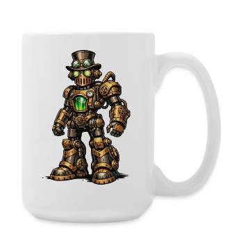 Steampunk Roboter - Große Tasse 440 ml - Weiß - Rechts