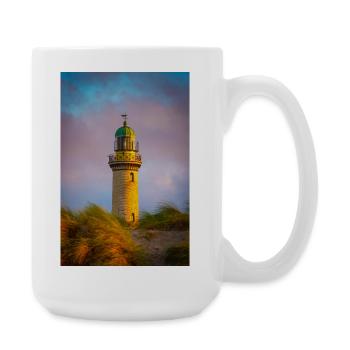 Phare de Warnemünde au coucher du soleil - Grande tasse 440 ml - blanc - Droite