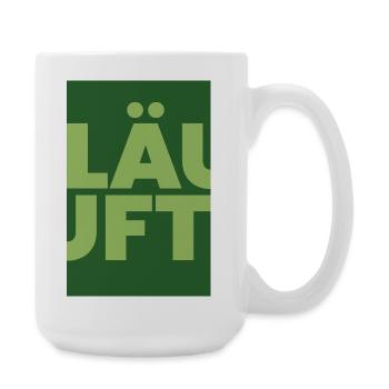 Läuft - Grüne Großbuchstaben Typo Dunkelgrün - Große Tasse 440 ml - Weiß - Rechts