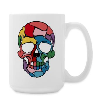 Skull Colorful Stylish Skull Art Print - Large Mug 440 ml - white - Right