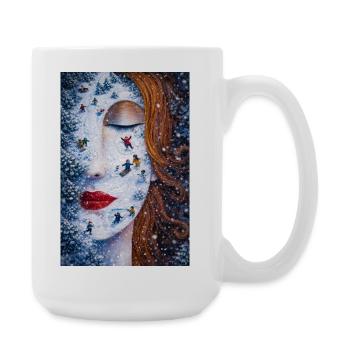 Wintertraum auf der Haut Miniaturmärchen - Große Tasse 440 ml - Weiß - Rechts