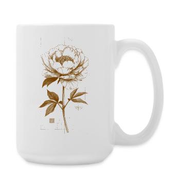 Goldene Blüte im Gitterrahmen - Große Tasse 440 ml - Weiß - Rechts