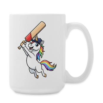 Unicorn Cricket Player Rainbow Fun - Large Mug 440 ml - white - Right