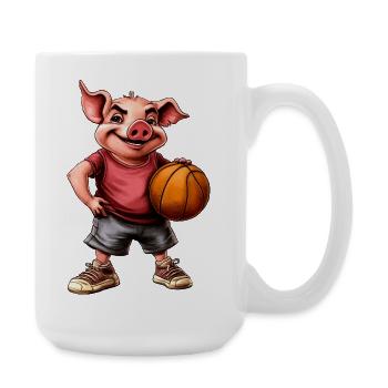 Pigs Basketball Player / Basketball Sow - Large Mug 440 ml - white - Right