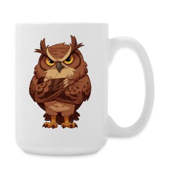 Grimmige Eule mit verschränkten Flügeln - Große Tasse 440 ml - Weiß - Rechts