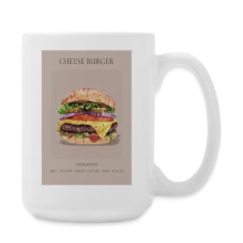 Cheese Burger Poster Food Illustration Küche - Große Tasse 440 ml - Weiß - Rechts