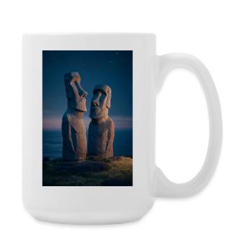 Moai Night Duo Silhouette - Large Mug 440 ml - white - Right