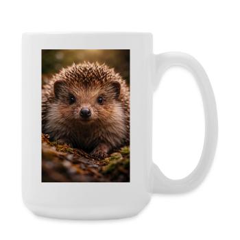 Close hedgehog eyes - Large Mug 440 ml - white - Right