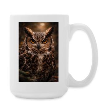 Eule in der Dunkelheit des Waldes - Große Tasse 440 ml - Weiß - Rechts