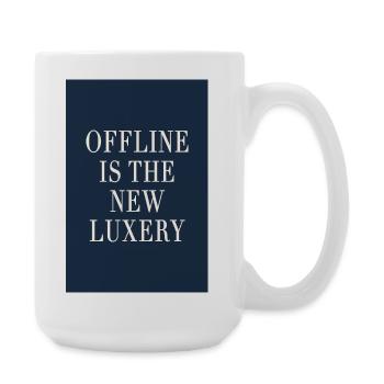 Hors ligne, c’est le nouveau luxe – le style de l’argent ancien - Grande tasse 440 ml - blanc - Droite