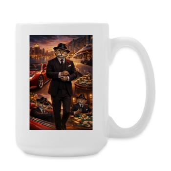 Kater im Smoking Milliardärs-Club - Große Tasse 440 ml - Weiß - Rechts