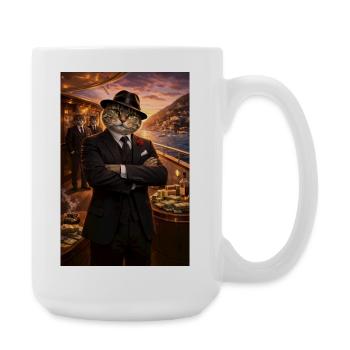 Chat sur le yacht - Grande tasse 440 ml - blanc - Droite