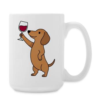 Dackel Weinliebhaber Wiener Hundemama Weenie - Große Tasse 440 ml - Weiß - Rechts
