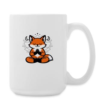Renard méditant dans le mandala - Grande tasse 440 ml - blanc - Droite