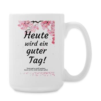 Today will be a good day, cherry blossom motivation - Large Mug 440 ml - white - Right