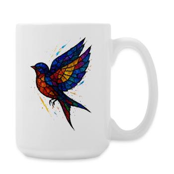 Swallow Stained Glass: Colorful & Poetic Art - Large Mug 440 ml - white - Right