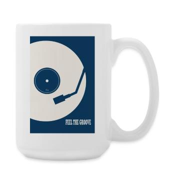 Feel The Groove – Retro Vinyl Turntable Poster - Große Tasse 440 ml - Weiß - Rechts