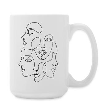 Minimalist One Line Multi Face - Large Mug 440 ml - white - Right