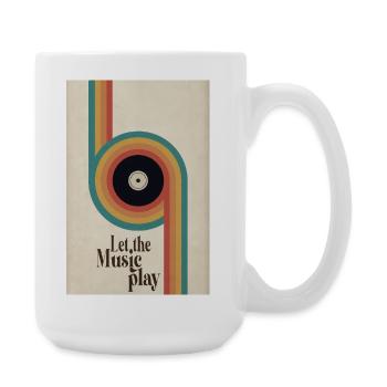 Let the Music Play Retro Vinyl Poster - Große Tasse 440 ml - Weiß - Rechts