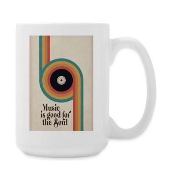 Music is Good for the Soul Retro Poster - Große Tasse 440 ml - Weiß - Rechts