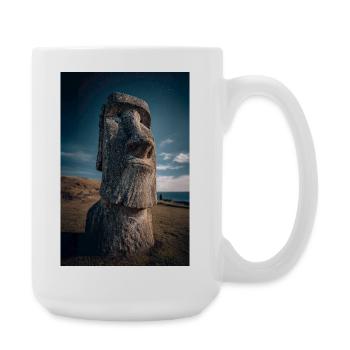 Cosmic Moai Under Starry Night - Large Mug 440 ml - white - Right