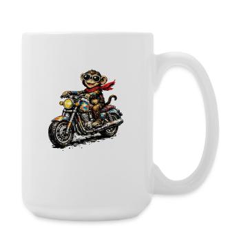Singe moto dans le style course - Grande tasse 440 ml - blanc - Droite