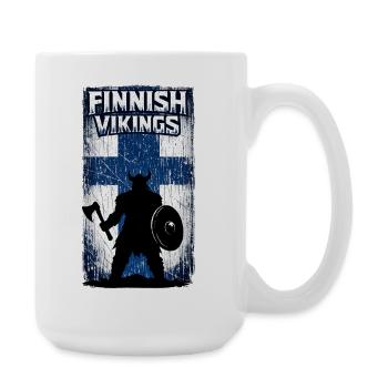 Vikings finlandais – Drapeau du guerrier viking de Finlande - Grande tasse 440 ml - blanc - Droite