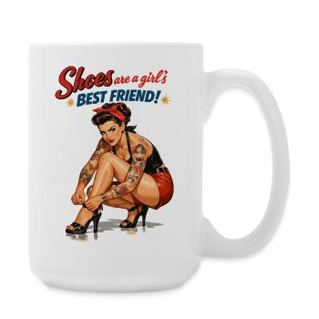 Old School Tattoo Pin-Up: Shoes Girl's Best Friend - Large Mug 440 ml - white - Right