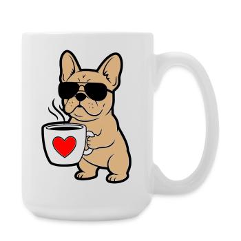 Frenchie Hund Kaffee Comic - Große Tasse 440 ml - Weiß - Rechts