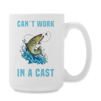 Can’t Work Today My Arm Is in a Cast Angler Humor - Large Mug 440 ml - white - Right