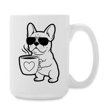 Frenchie Hund Kaffee Outline - Große Tasse 440 ml - Weiß - Rechts