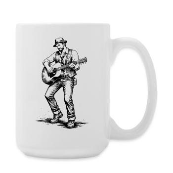 Vintage Gitarrist Noir Illustration - Große Tasse 440 ml - Weiß - Rechts