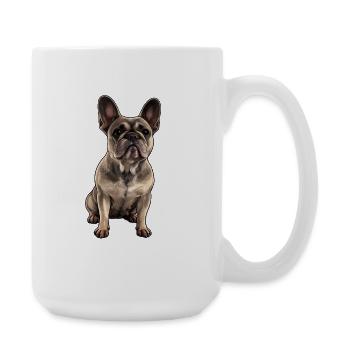 Bulldoggenblick Illustration - Große Tasse 440 ml - Weiß - Rechts