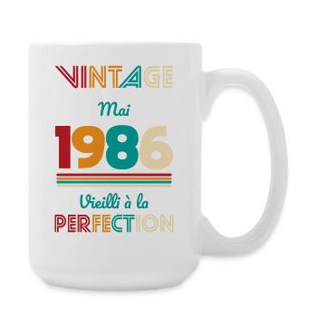 Anniversaire 40 ans - Vintage - Mai 1986 - Grande tasse 440 ml - blanc - Droite