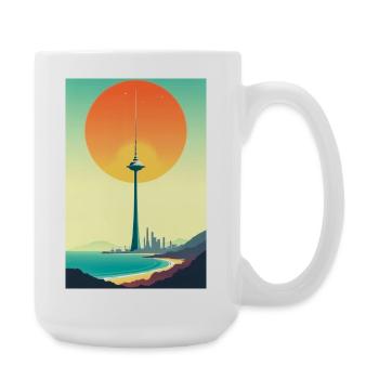 Sunset Tower Over Coastal City - Large Mug 440 ml - white - Right