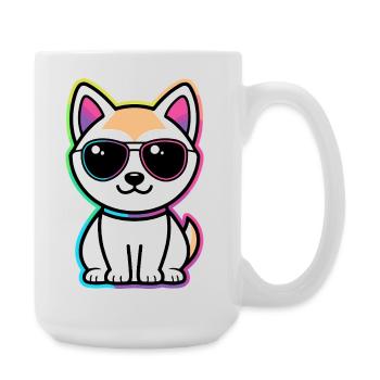 Katzen-Neon-Regenbogenbrille - Große Tasse 440 ml - Weiß - Rechts