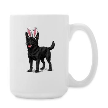 Dunkler Hund mit Hasenohren - Große Tasse 440 ml - Weiß - Rechts